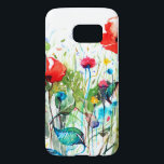 Red Poppy's Waterverven & Kleurrijke Bloemen Samsung Galaxy S7 Hoesje<br><div class="desc">Koele kleurrijke lentebloemen met rode poppy's waterverf illustratie. Witte achtergrond.</div>