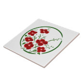 Red Posey Circle Decorative Tegel Tegeltje (Zijkant)