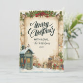 Red Postbox Wintervakantie Feestdagenkaart (Staand voorkant)