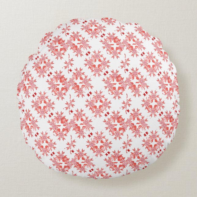 Red Pouf Pillow Rond Kussen (Voorkant)