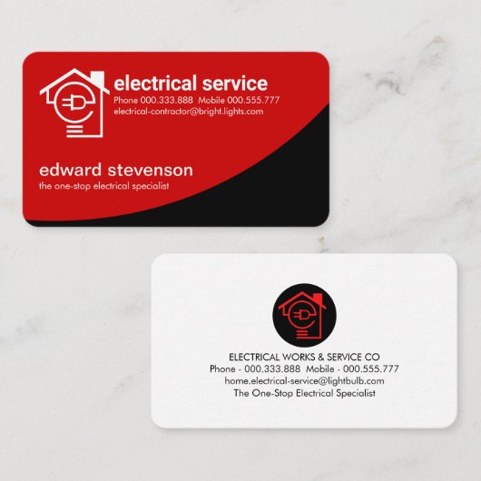 Red Power Curve Letter-e Bulb Home Visitekaartje (Voorkant / Achterkant)