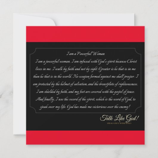 Red Powerful Woman Affirmation Card Bedankkaart (Voorkant)