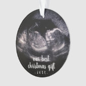 Red Pregnancy onthullen Ultrasound met kerstmis Ornament (voorkant)
