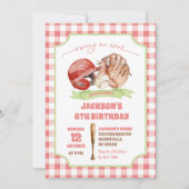 Red Preppy Baseball Swing op Verjaardag Kaart (Voorkant)