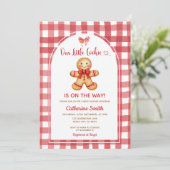 Red Preppy Gingham Gingerbread Baby Shower  Kaart (Staand voorkant)