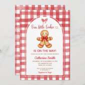 Red Preppy Gingham Gingerbread Baby Shower  Kaart (Voorkant / Achterkant)