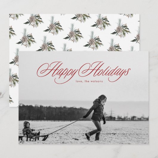 Red Prettige feestdagen Calligrafie Kerstmis Kaart (Voorkant / Achterkant)