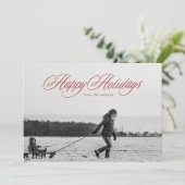 Red Prettige feestdagen Calligrafie Kerstmis Kaart (Staand voorkant)