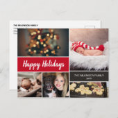 Red Prettige feestdagen Photo Collage Kerstmis (Voorkant / Achterkant)