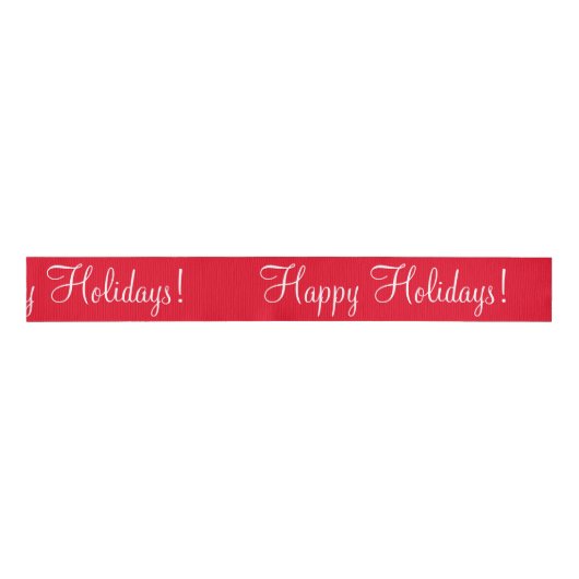 Red Prettige feestdagen Script Modern Xmas Grosgrain Lint (Voorkant)