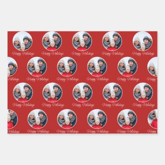 Red Prettige feestdagen serie met kerstfeest Inpakpapier Vel (Voorkant 3)