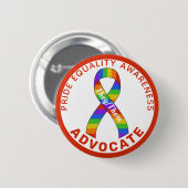 Red Pride Equality Awareness White Button (Voorkant /achterkant)