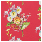 Red Primrose Bouquet Spring Floral Pattern Stof (Close Up)
