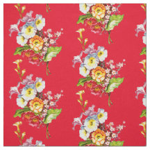 Red Primrose Bouquet  Spring Floral Pattern