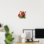 Red Primrose Flowers Art Print Poster (Thuiskantoor)