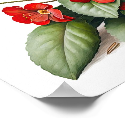 Red Primrose Flowers Art Print Poster (Hoek)