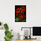Red Primrose Flowers Art Print Poster (Thuiskantoor)