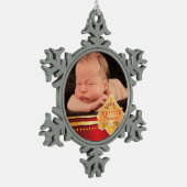 Red Prince Baby Boy Foto van Kerstmis Tin Sneeuwvlok Ornament (Links)