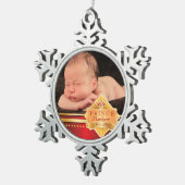 Red Prince Baby Boy Foto van Kerstmis Tin Sneeuwvlok Ornament (Rechts)