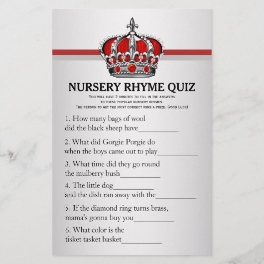 Red Prince Baby shower Games (Achterkant)