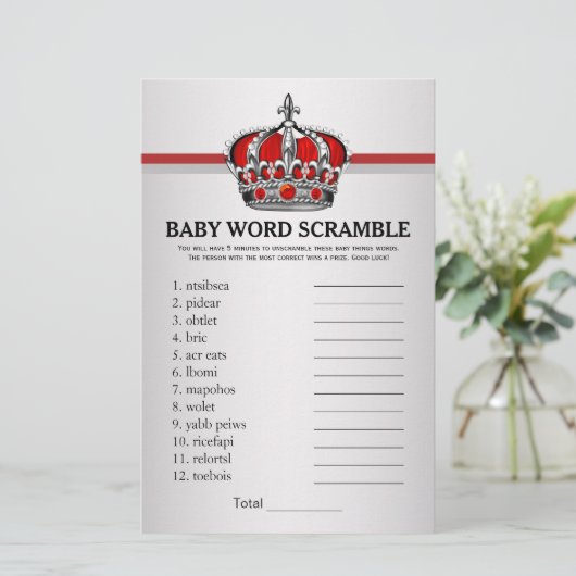 Red Prince Baby shower Games (Staand voorkant)