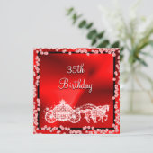 Red Princess Coach & Horses 35th Birthday Kaart (Staand voorkant)