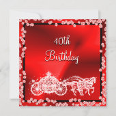 Red Princess Coach & Horses 40th Birthday Kaart (Voorkant)