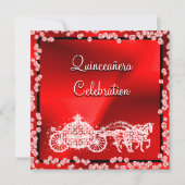 Red Princess Coach & Paarden Quinceañera Kaart (Voorkant)