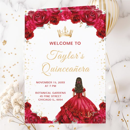 Red Princess Floral Quinceañera Programma