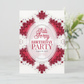 Red Princess Fractal Lace Fab Forty Birthday  Kaart (Staand voorkant)