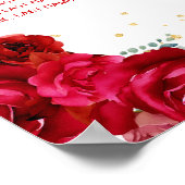 Red Princess Quinceañera 10 Tafel Zitplaatsen Graf Poster (Hoek)