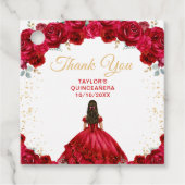 Red Princess Quinceañera Dank je wel Bedankjes Labels (Voorkant)