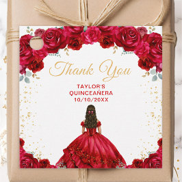 Red Princess Quinceañera Dank je wel Bedankjes Labels