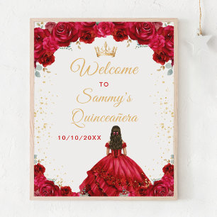 Red Princess Quinceañera Welkom Poster