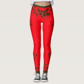 RED PRINTED HOLLY LEGGINGS (Voorkant)