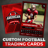 Red Pro American Football Player Trading Kaart Contactkaartje