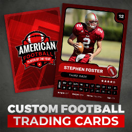 Red Pro American Football Player Trading Kaart Contactkaartje