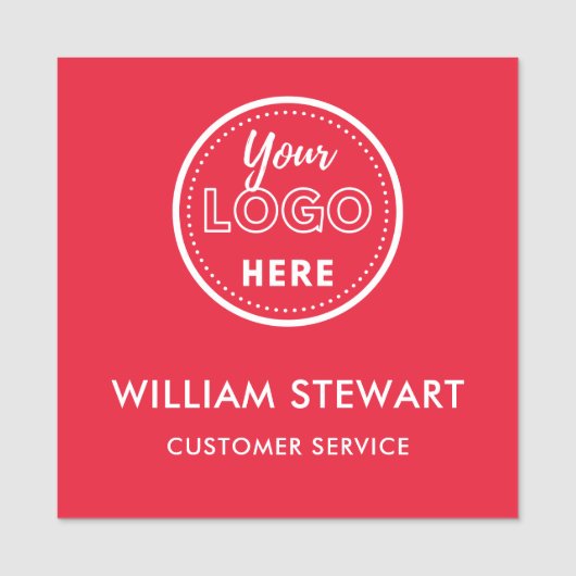 Red Professional Logo Square Medewerker Personeel Naamplaatje (Voorkant)