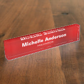 Red Professional Manager Modern Plain Naambordje (Zijkant)