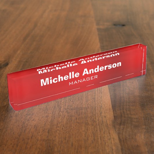 Red Professional Manager Modern Plain Naambordje (Zijkant)
