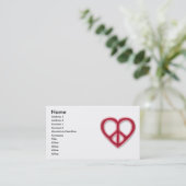 Red-profielkaart voor vrede en liefde visitekaartje (Staand voorkant)