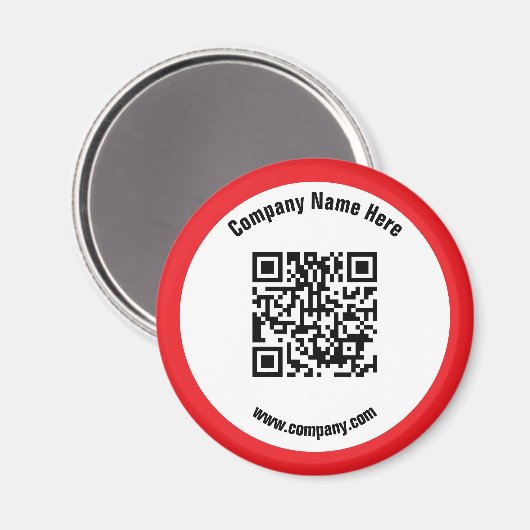 Red Promotional Business Name QR-code Magneet (Voorkant / Achterkant)