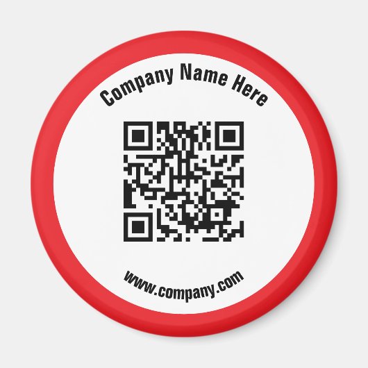 Red Promotional Business Name QR-code Magneet (Voorkant)