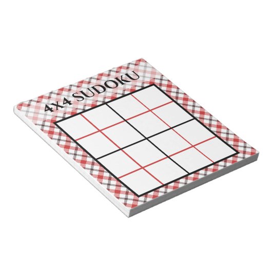 Red Pset 4x4 Sudoku Grid-Sjabloon Notitieblok (Schuin)