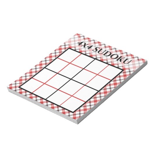Red Pset 4x4 Sudoku Grid-Sjabloon Notitieblok (Linkerzijde)