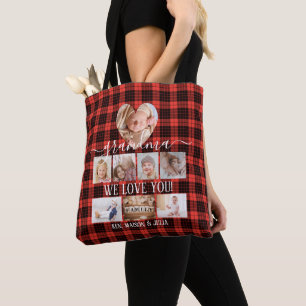 Red Pset 8 Foto Collage Family Keepomwille Name Tote Bag