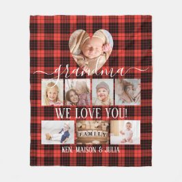 Red Pset 8 Photo Collage Gift Personated Fleece Deken