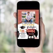 Red Pset Afstuderen BBQ Party Photo Invitation Kaart