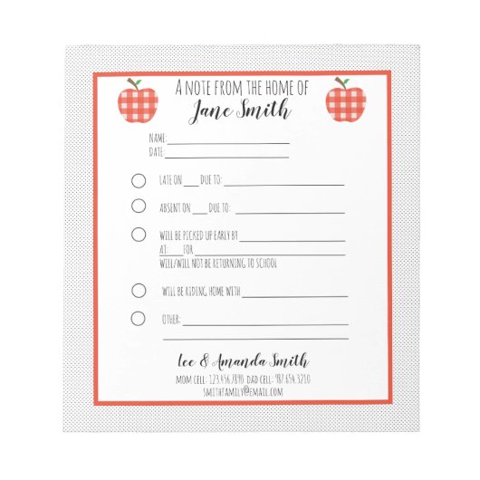 Red Pset Apple School Note Notitieblok (Voorkant)