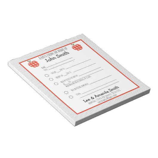 Red Pset Apple School Note Notitieblok (Schuin)